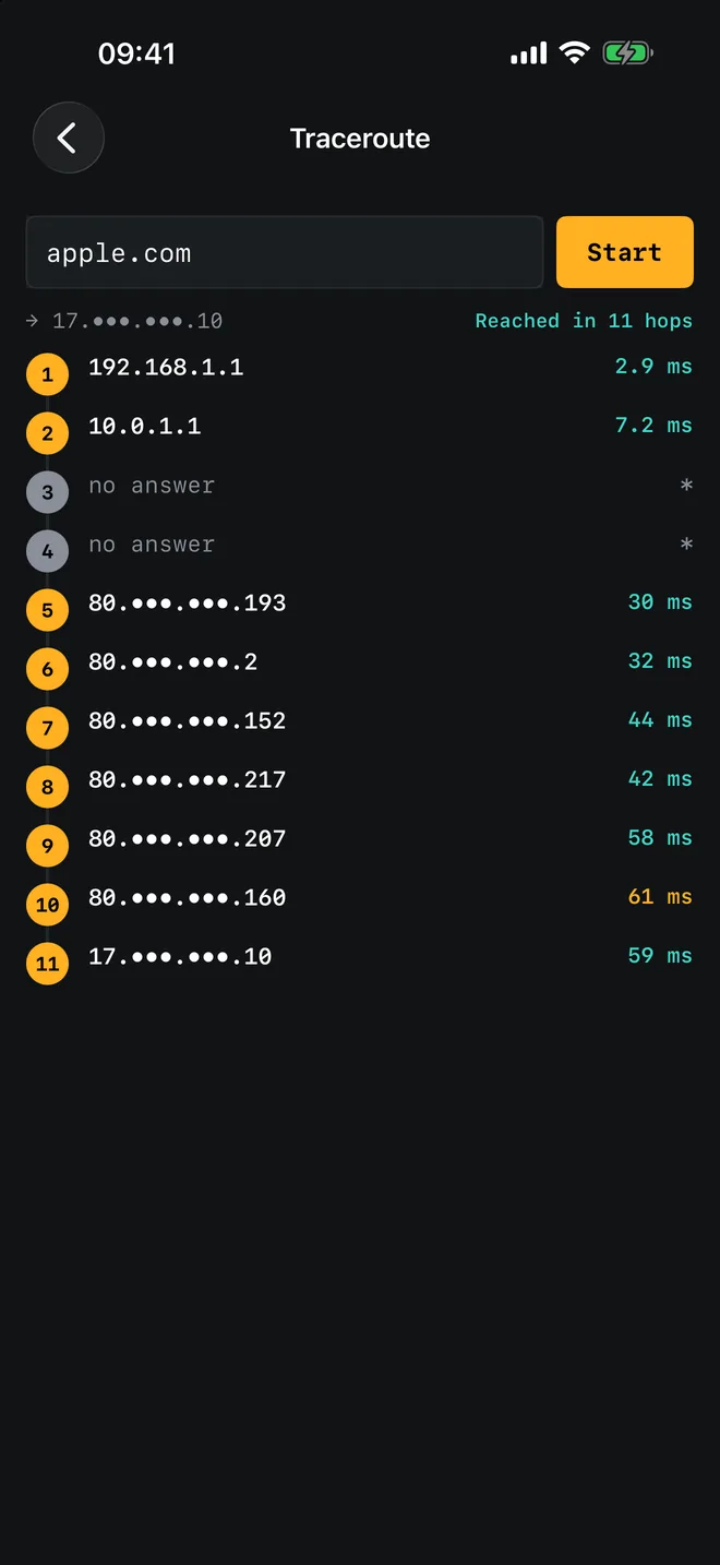 Traceroute — iPhone